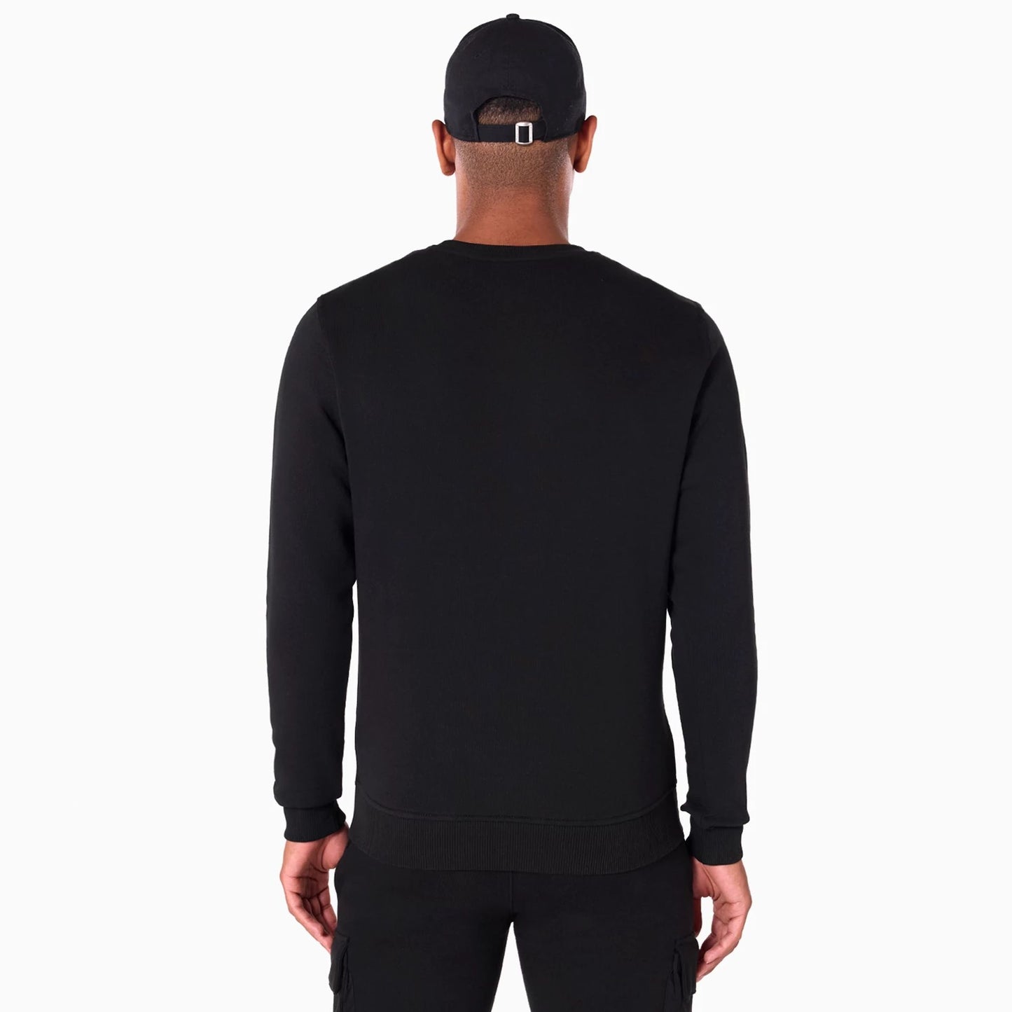 The Male model is wearing NFL Logo Black Crew Neck Sweatshirt 7