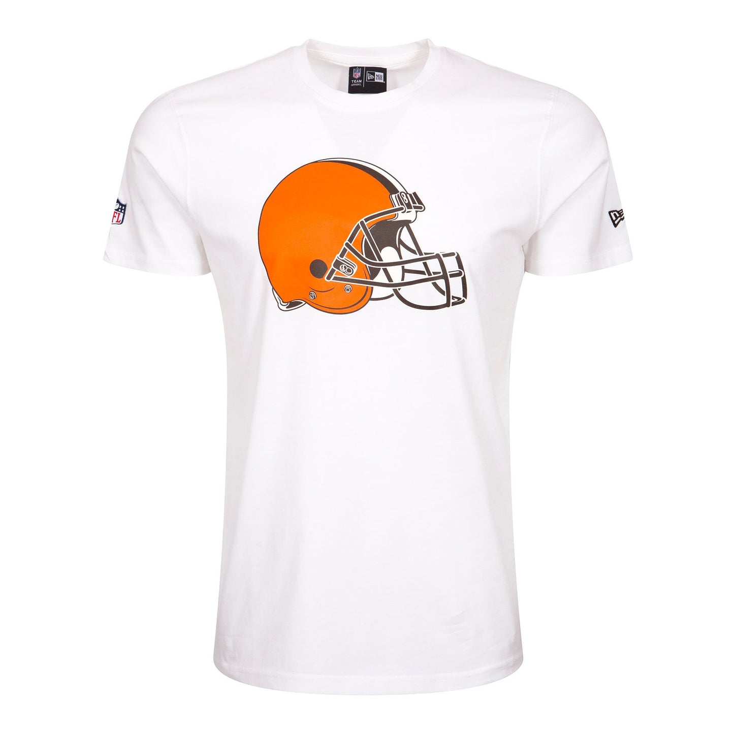 The Male model is wearing Cleveland Browns NFL Team Logo White T-Shirt 3