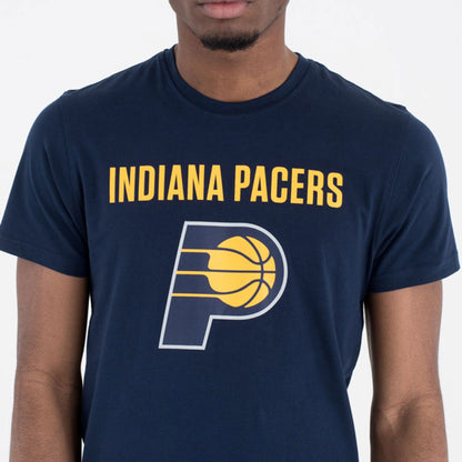 The Male model is wearing Indiana Pacers NBA Team Logo Navy T-Shirt 4