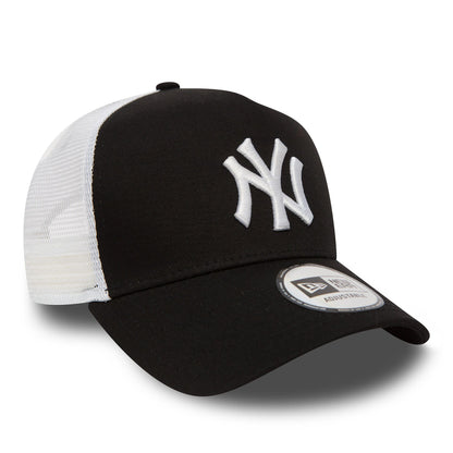 This is a New York Yankees Clean Black A-Frame Trucker Cap 3