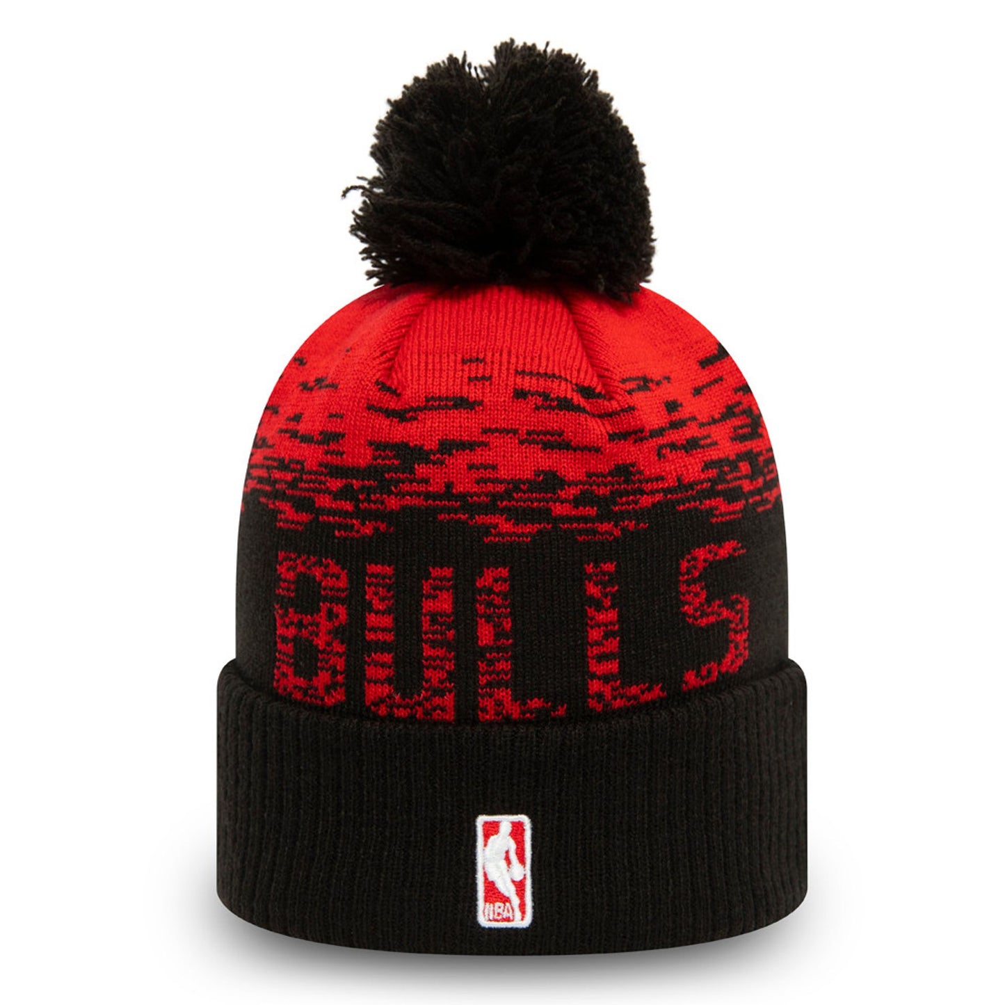 This is a Chicago Bulls Black Ombre Bobble Beanie Hat 2