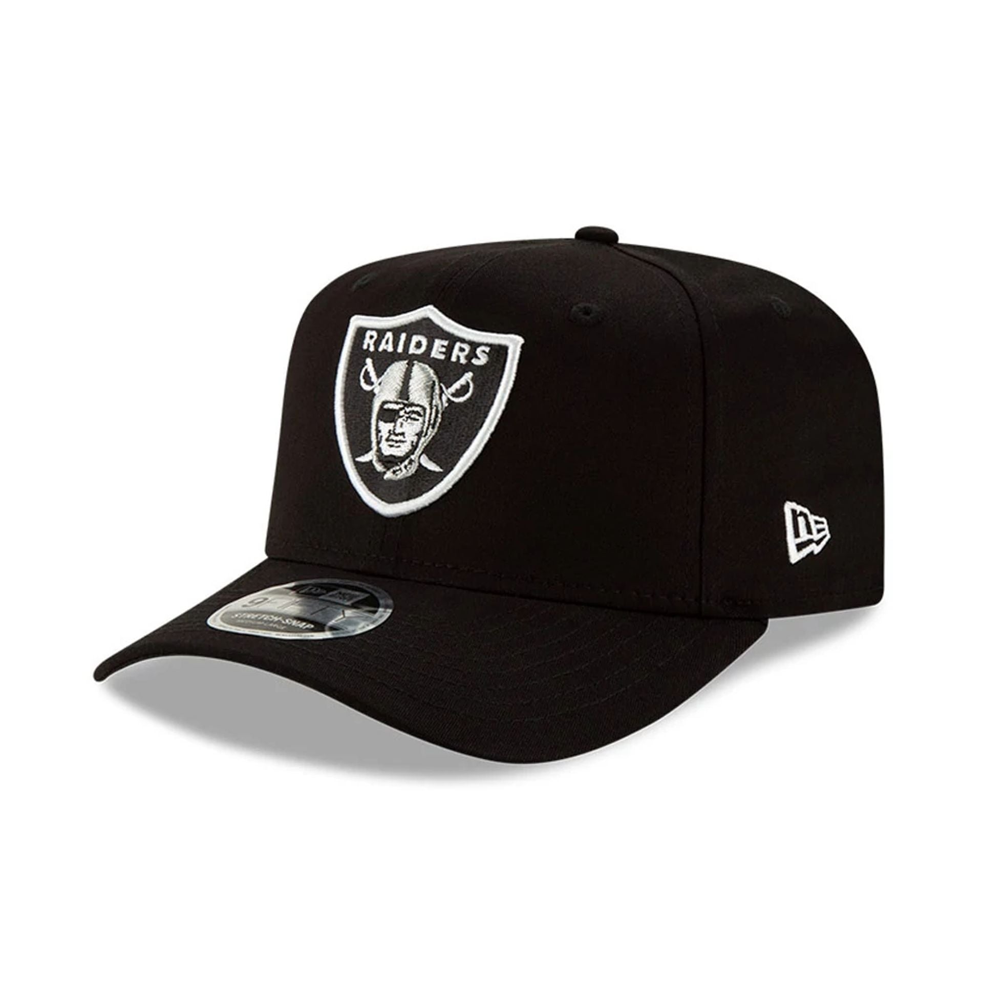 This is a Las Vegas Raiders Black 9FIFTY Stretch Snap Cap 1