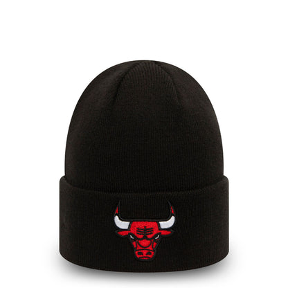 This is a Chicago Bulls Essential Black Cuff Beanie Hat 1