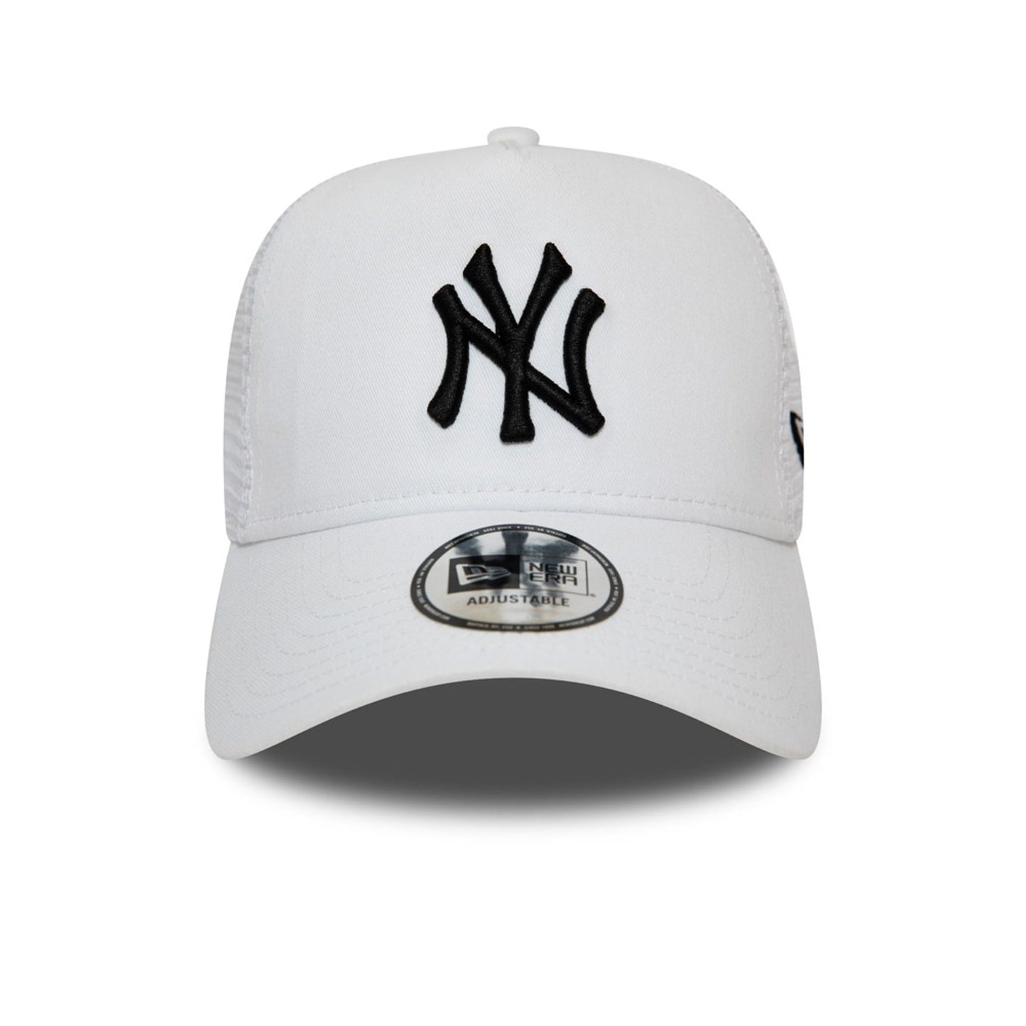 This is a New York Yankees White A-Frame Trucker Cap 2