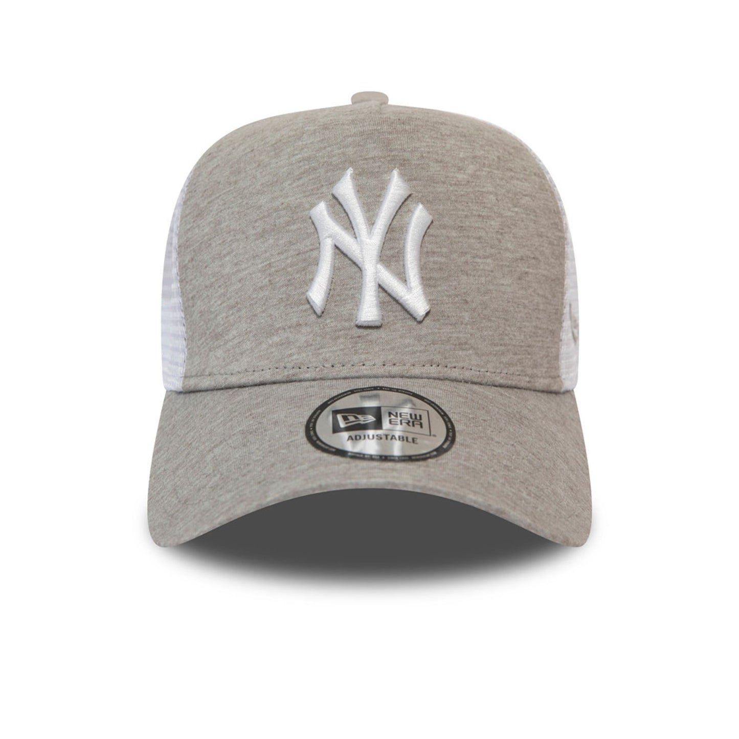 This is a New York Yankees Jersey Essential Grey A-Frame Trucker Cap 4