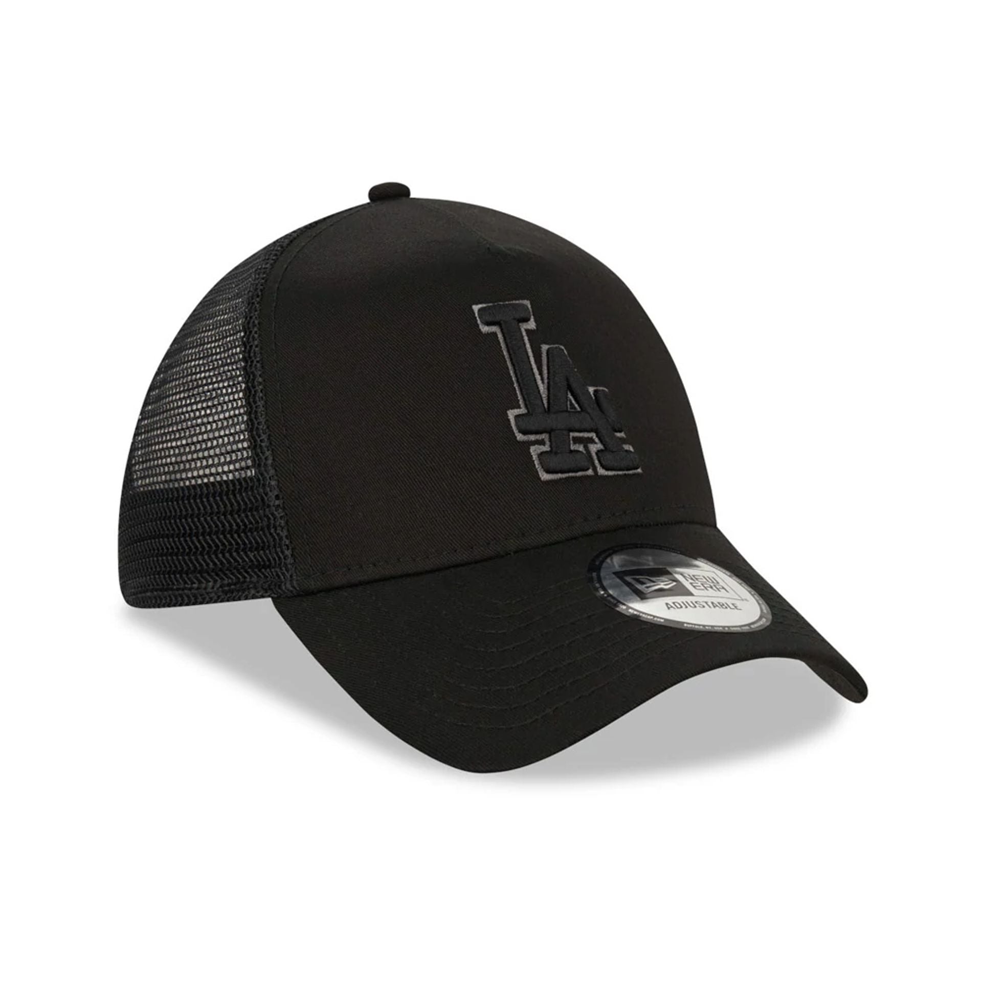 This is a LA Dodgers Tonal Black A-Frame Trucker Cap 3