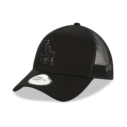 This is a LA Dodgers Tonal Black A-Frame Trucker Cap 1