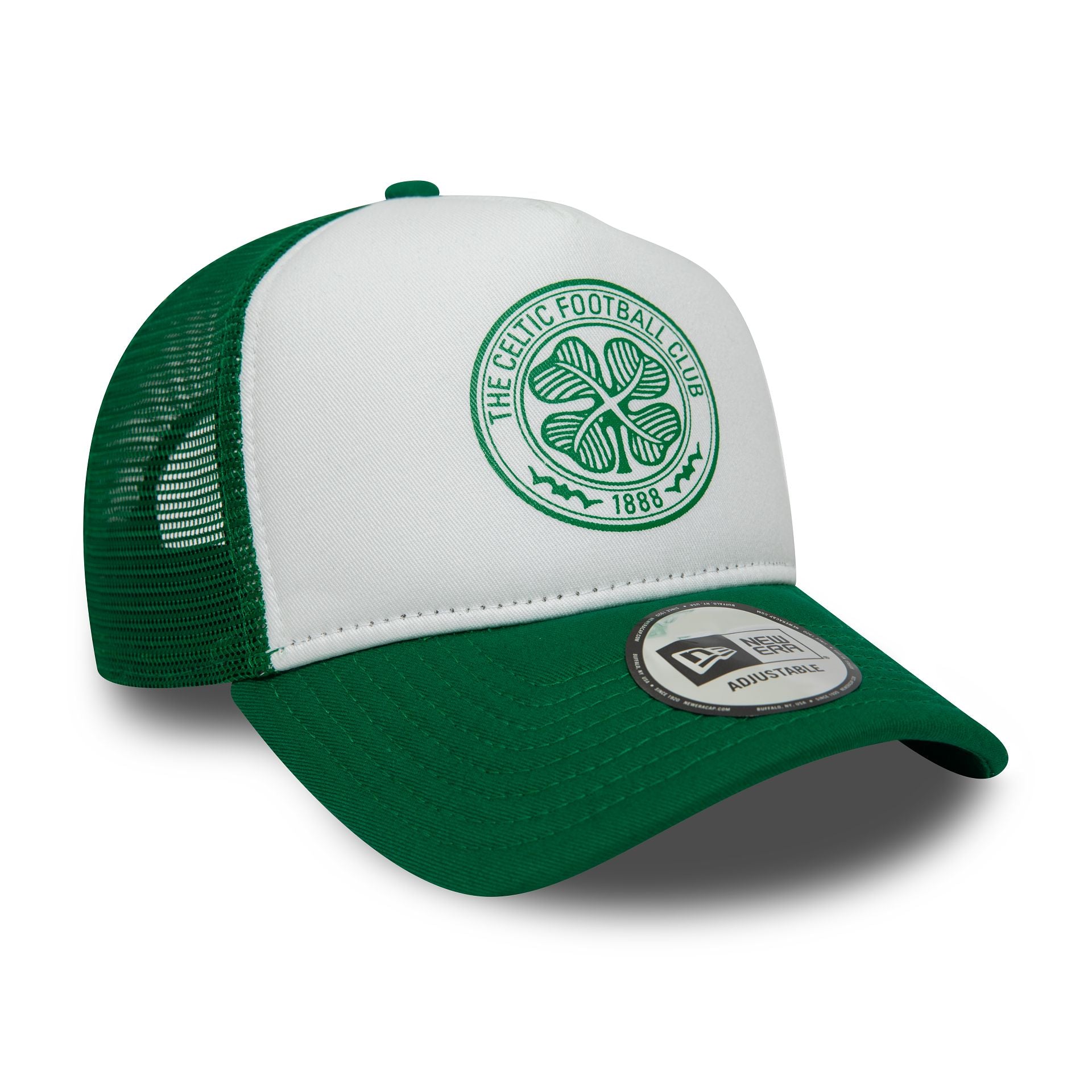 This is a Celtic FC  White A-Frame Trucker Cap 1