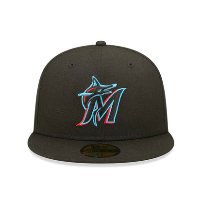 This is a Miami Marlins Authentic On Field Game Black 59FIFTY Fitted Cap 3