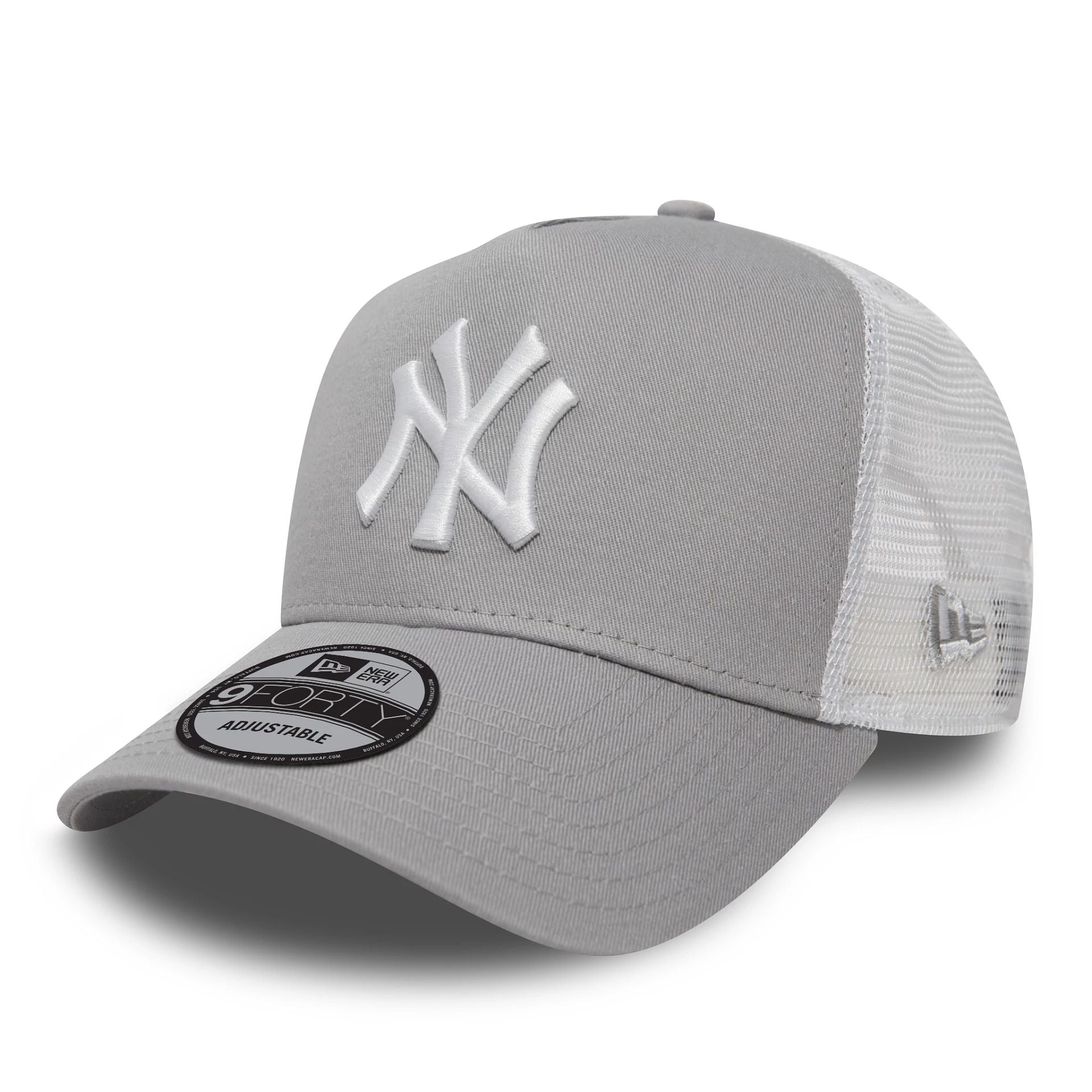 This is a New York Yankees Kids Grey A-Frame Trucker Cap 1