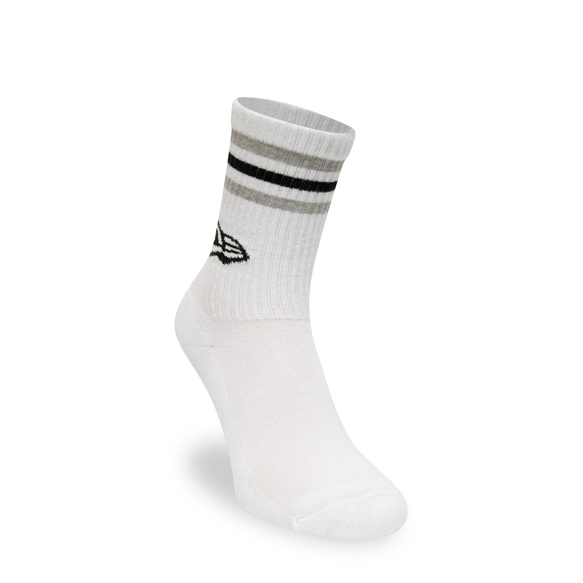 This is a New Era Retro Stripe 3 Pack Crew Black, Grey and White Socks 2