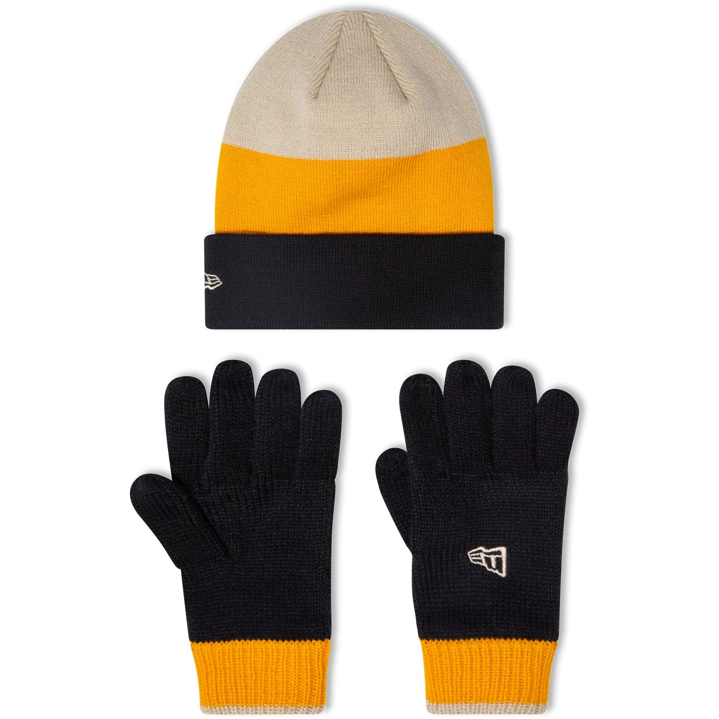 This is a New Era Kids Black Beanie & Gloves Set 3