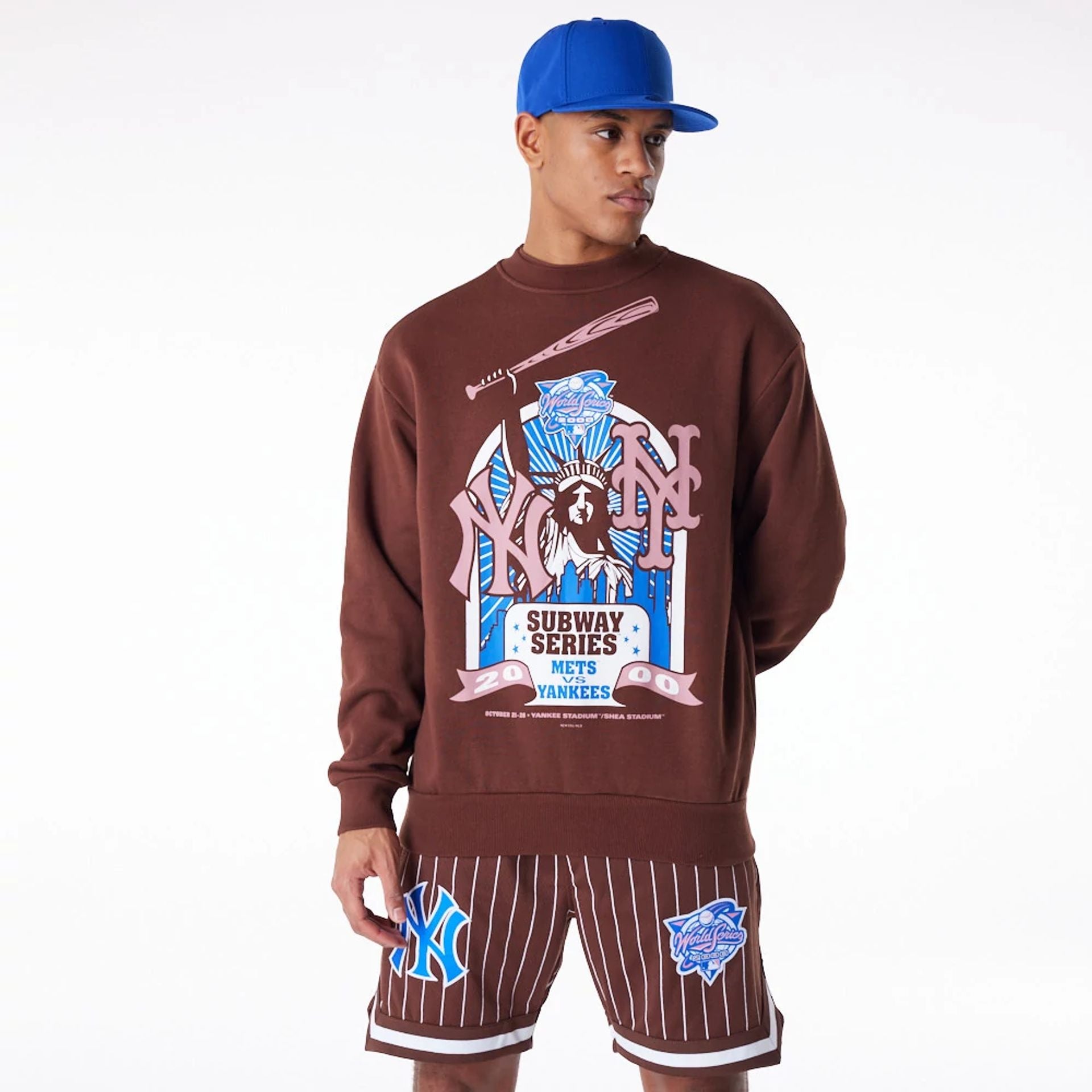 The Male model is wearing Subway Series New Era Australia Brown Oversized Sweater 5