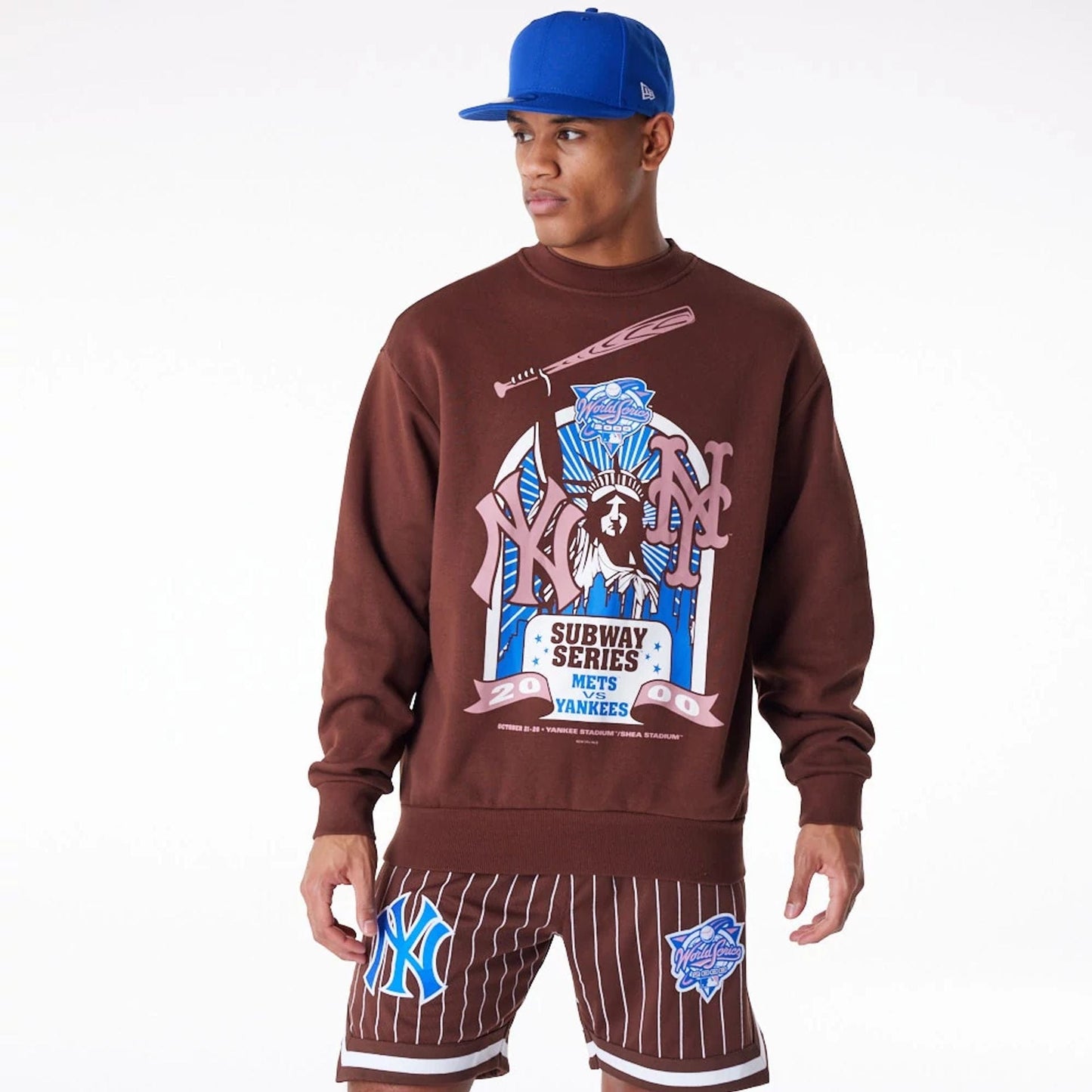 The Male model is wearing Subway Series New Era Australia Brown Oversized Sweater 1