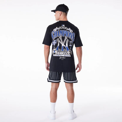 The Male model is wearing New York Yankees New Era Australia Black Oversized T-Shirt 4