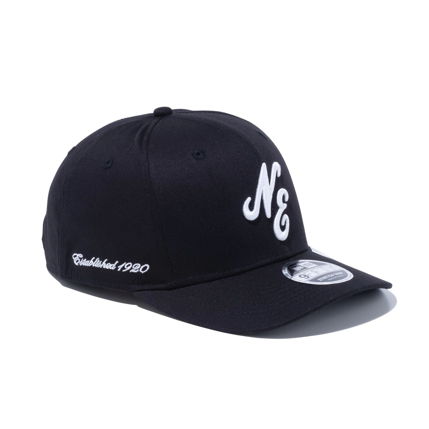 This is a New Era Japan Classic Logo Black 9FIFTY Stretch Snap Cap 1