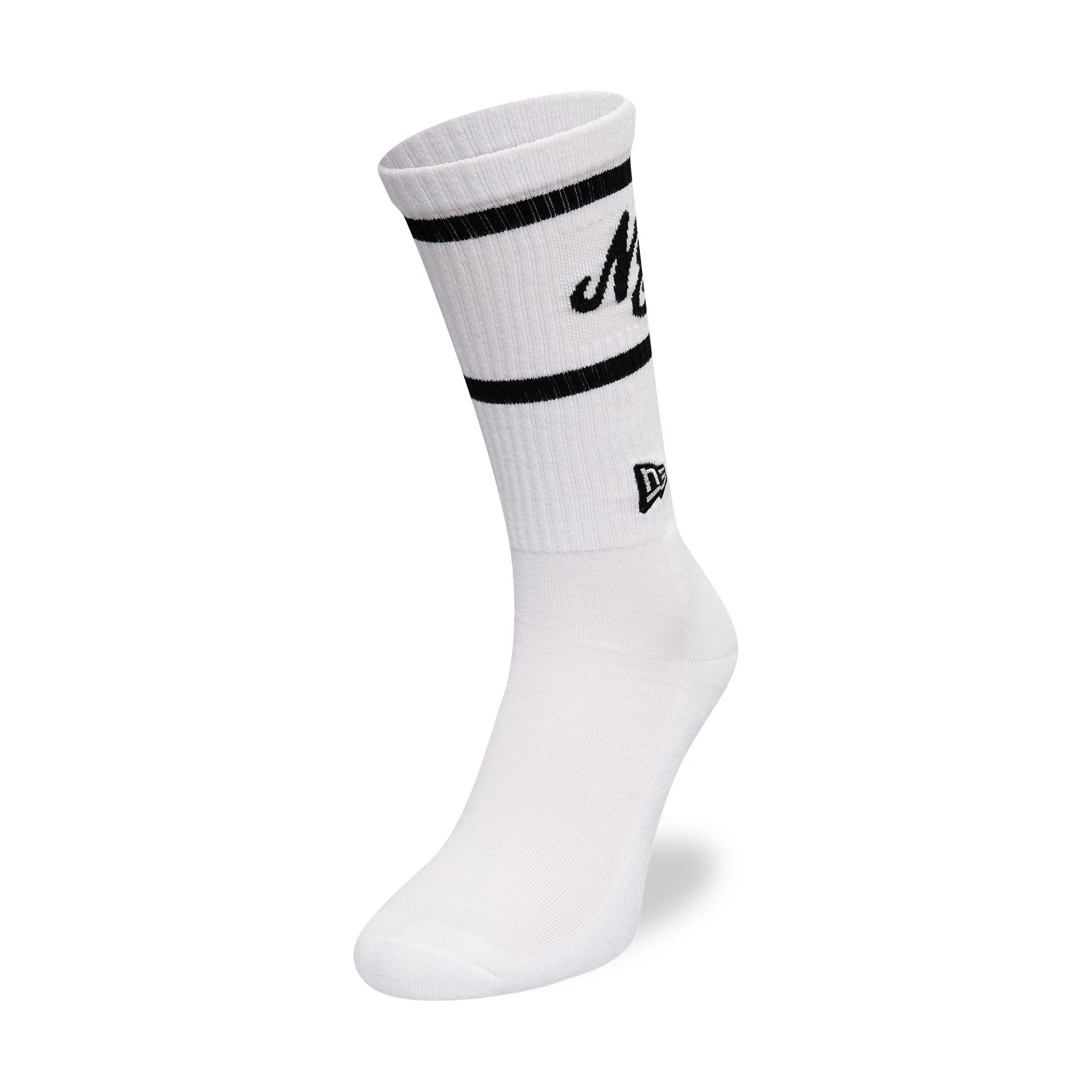 This is a New Era Heritage Logo White Crew Socks 1