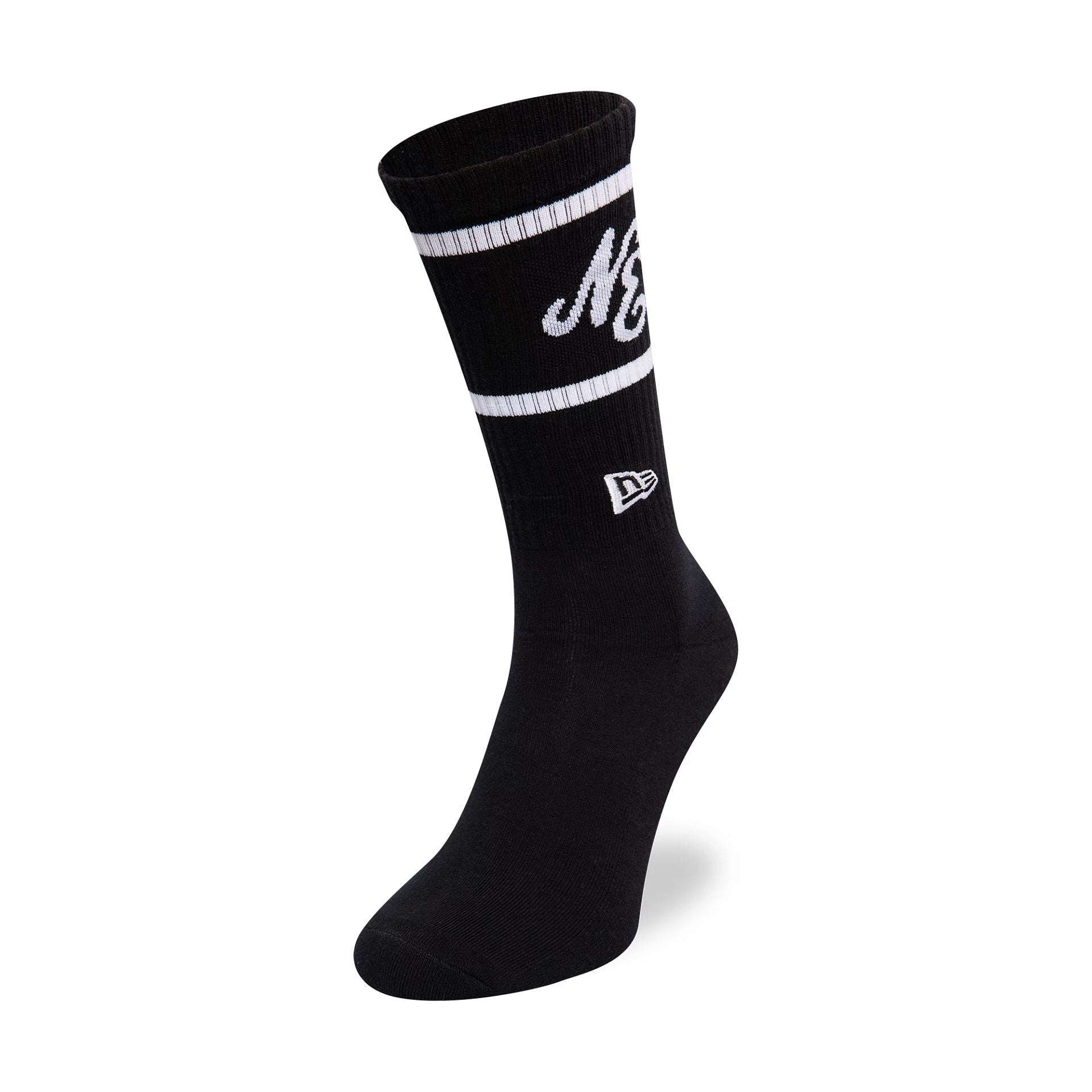 This is a New Era Heritage Logo Black Crew Socks 1