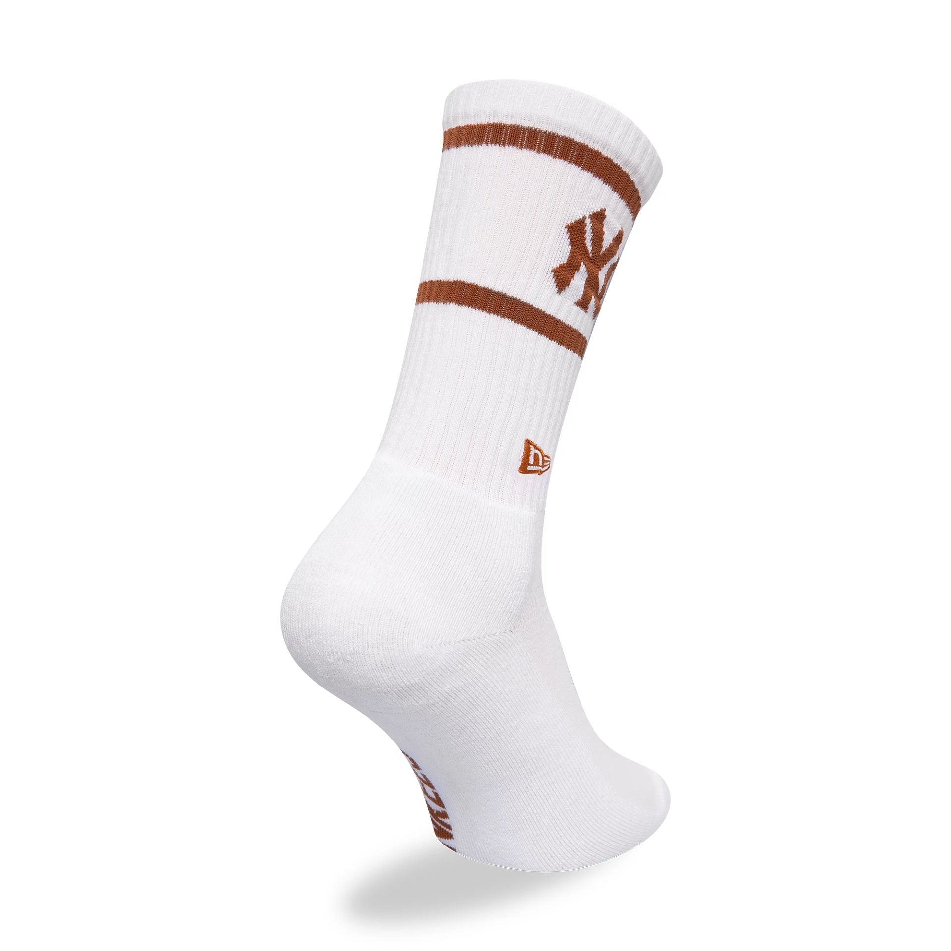 This is a New York Yankees MLB White & Brown Crew Socks 2