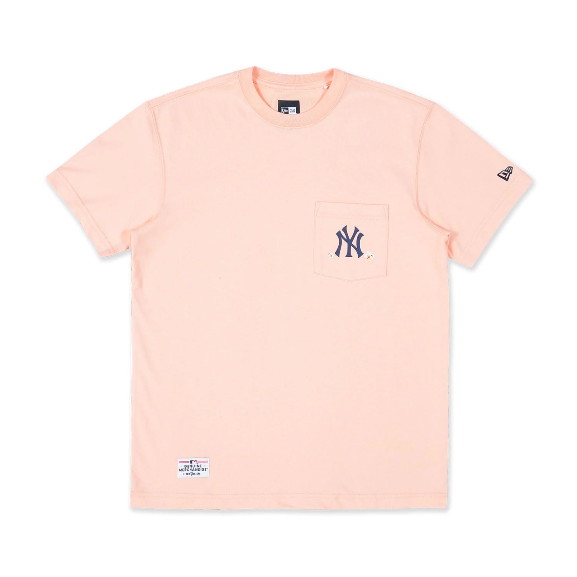 The Male model is wearing New York Yankees MLB Popcorn Party Vibe Pastel Pink T-Shirt 1