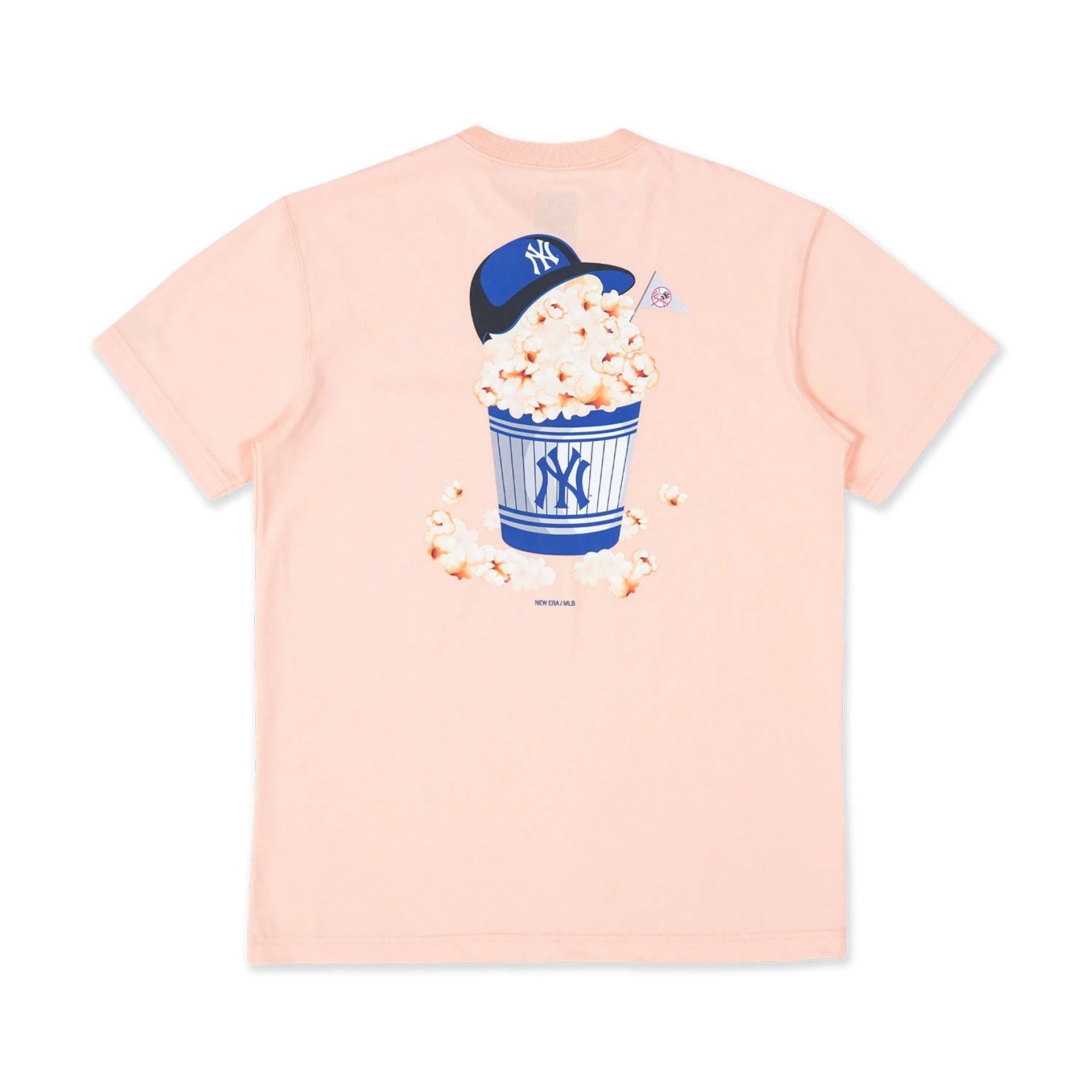 The Male model is wearing New York Yankees MLB Popcorn Party Vibe Pastel Pink T-Shirt 2