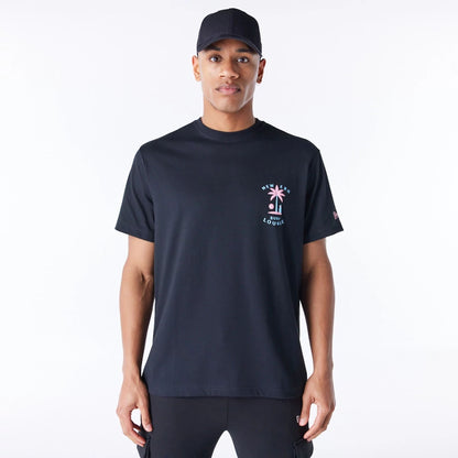 The Male model is wearing New Era Korea Surf Lounge Black T-Shirt 1