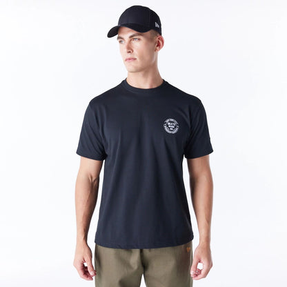 The Male model is wearing New Era Korea Skateboard Black T-Shirt 1