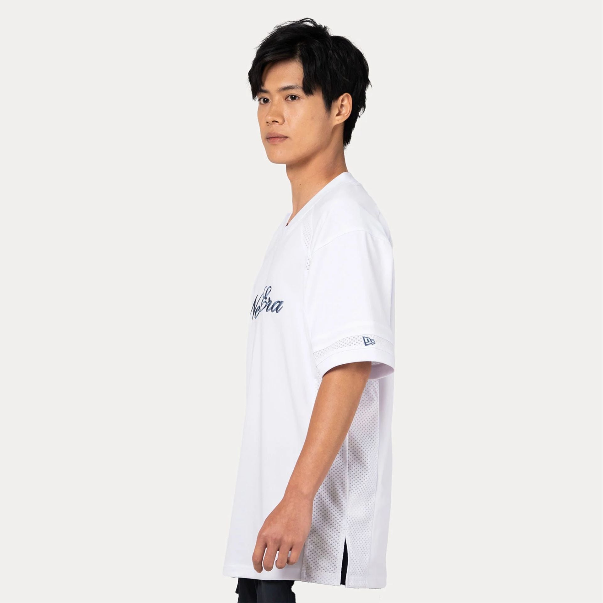 The Male model is wearing New Era Heritage White Football Jersey  3