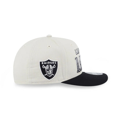 This is a Las Vegas Raiders Pre-curved League Retro Cream 9FIFTY Original Fit Snapback Cap 4