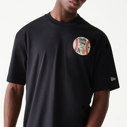 The Male model is wearing MLB Multi Team Battle Of The Bay Black Oversized T-Shirt 3