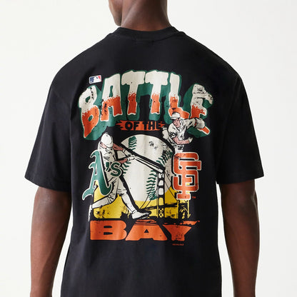 The Male model is wearing MLB Multi Team Battle Of The Bay Black Oversized T-Shirt 7