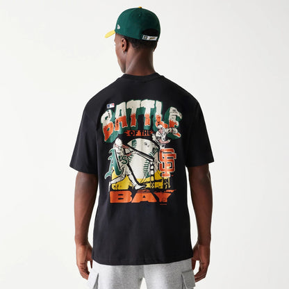 The Male model is wearing MLB Multi Team Battle Of The Bay Black Oversized T-Shirt 2