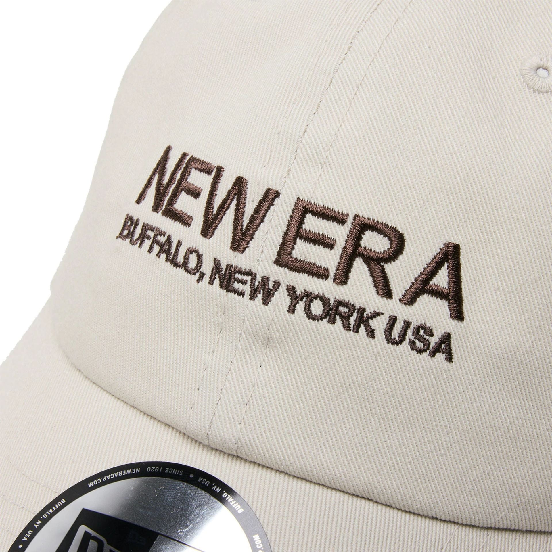 This is a New Era Japan The Origin Strap Logo Light Beige Casual Classic Adjustable Cap 5