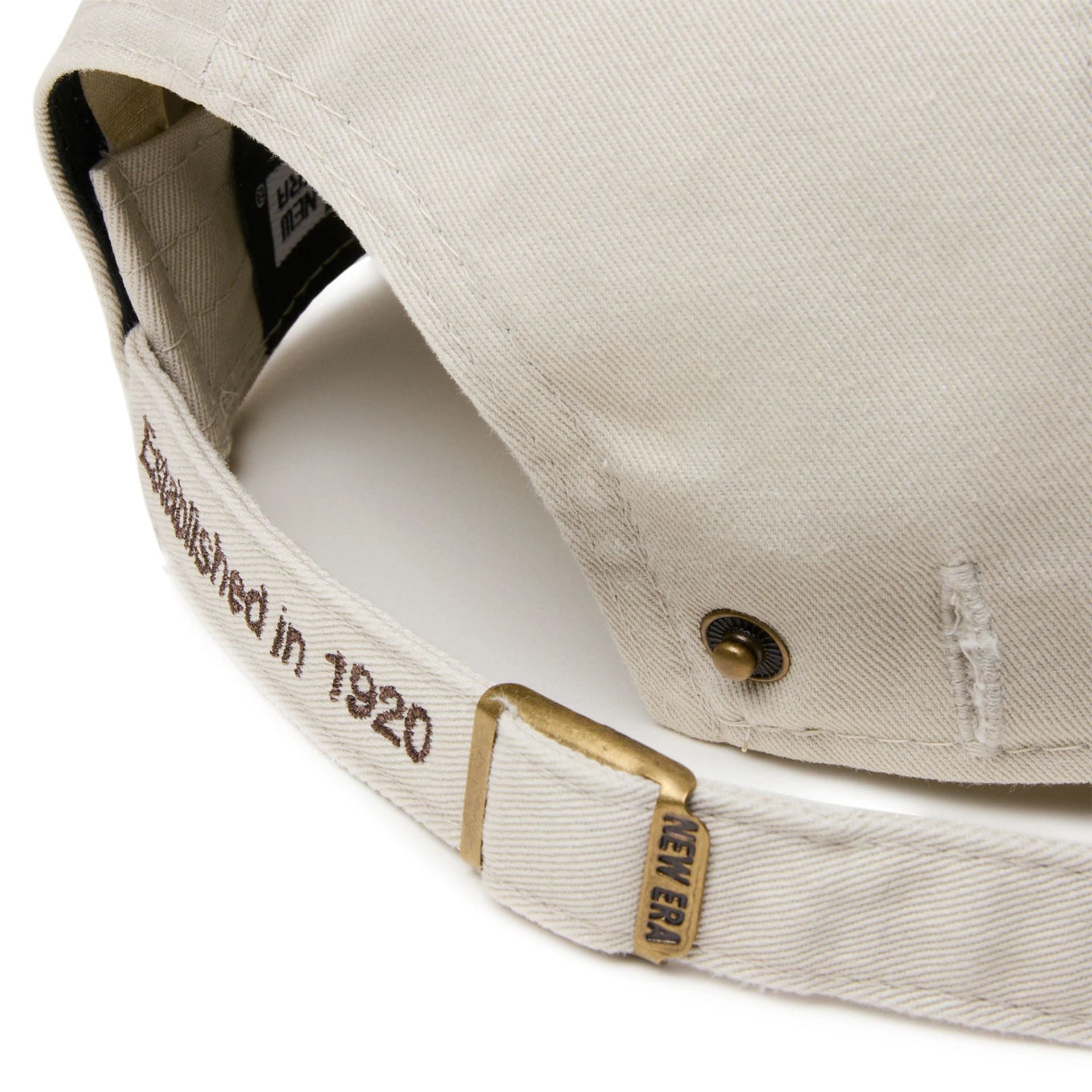 This is a New Era Japan The Origin Strap Logo Light Beige Casual Classic Adjustable Cap 8