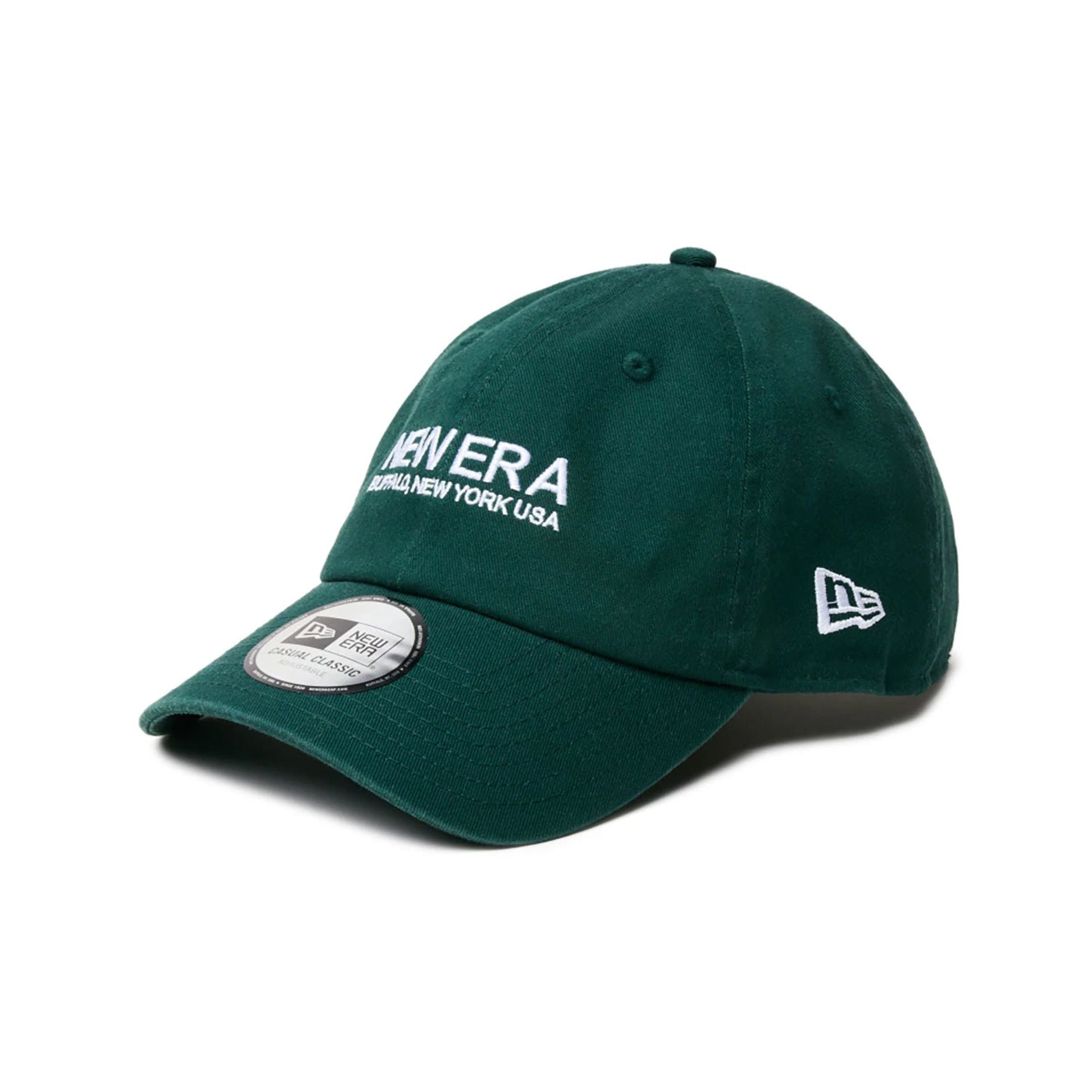 This is a New Era Japan The Origin Strap Logo Dark Green Casual Classic Adjustable Cap 1