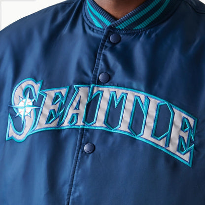 The Male model is wearing Seattle Mariners MLB Stadium Navy Jacket  4