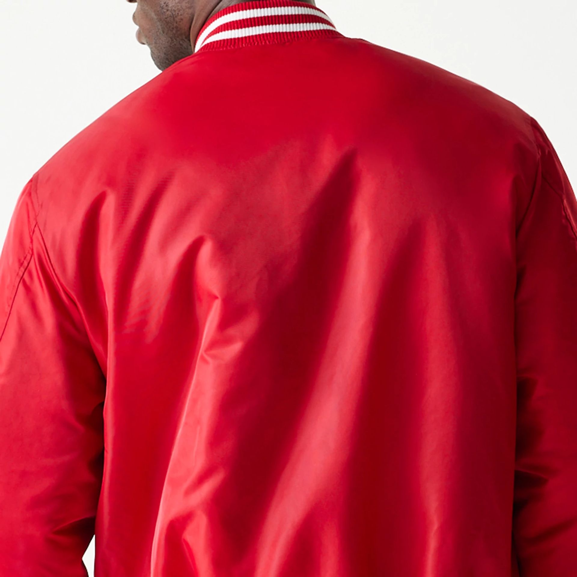 The Male model is wearing LA Angels MLB Stadium Red Jacket  7