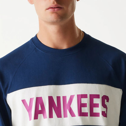 The Male model is wearing New York Yankees Korea Navy Long Sleeve T-Shirt 3