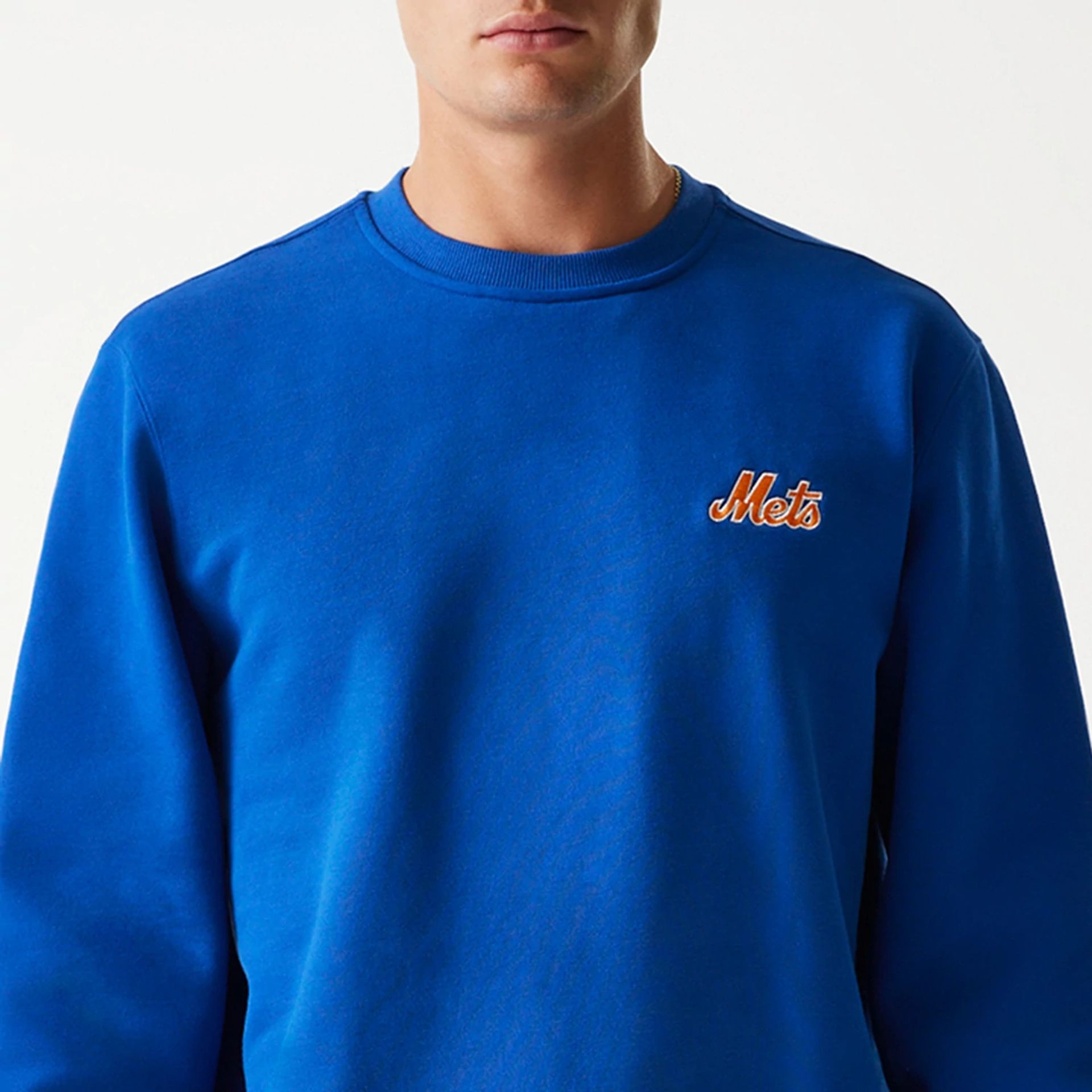 The Male model is wearing New York Mets Korea Blue Sweatshirt 4