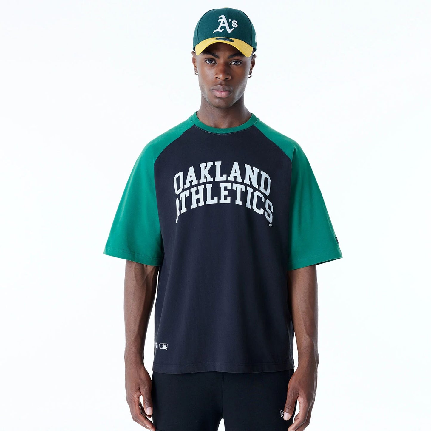 The Male model is wearing Oakland Athletics MLB Arch Black T-Shirt 1