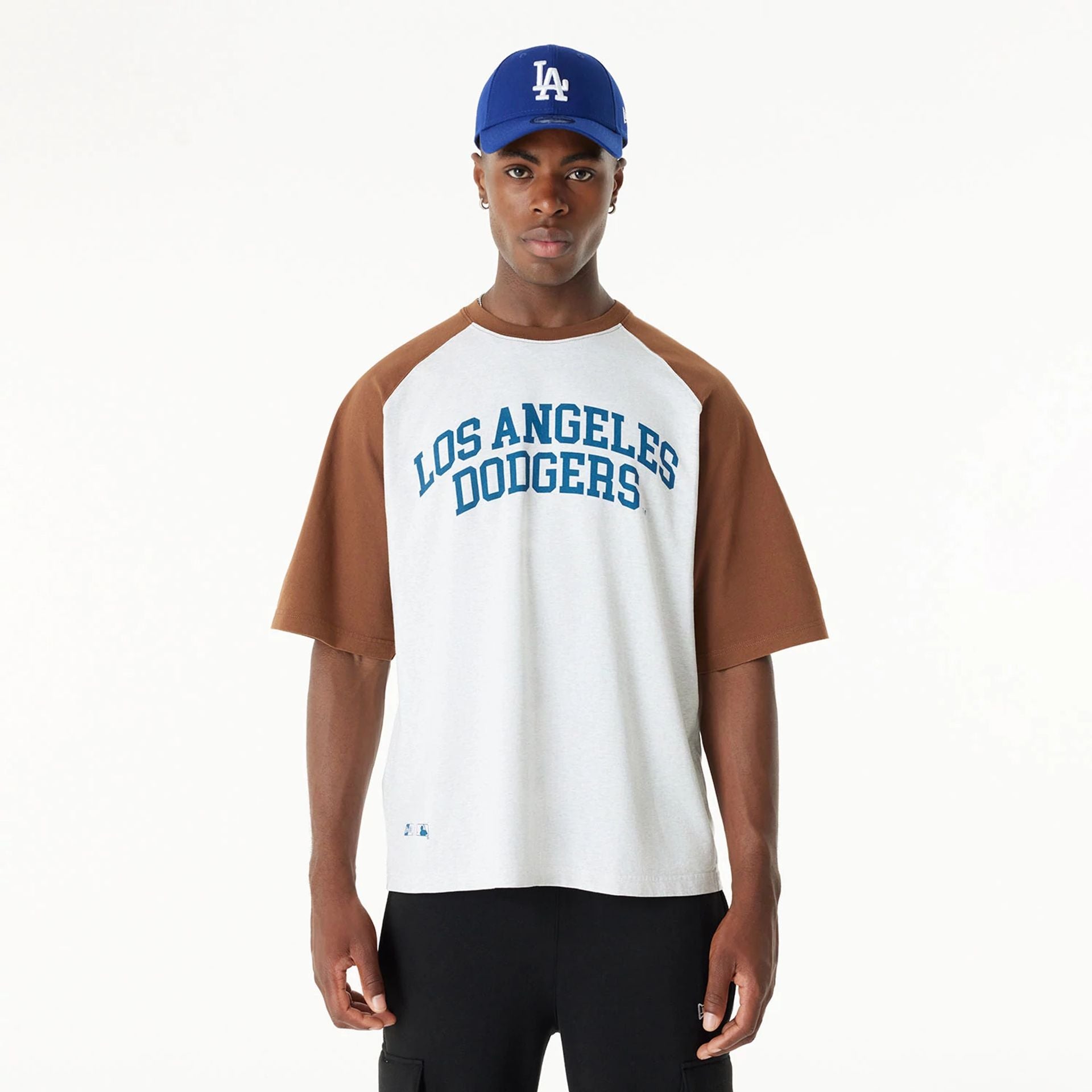 The Male model is wearing LA Dodgers MLB Arch White T-Shirt 1