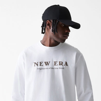 The Male model is wearing New Era Basic White Long Sleeve T-Shirt 5