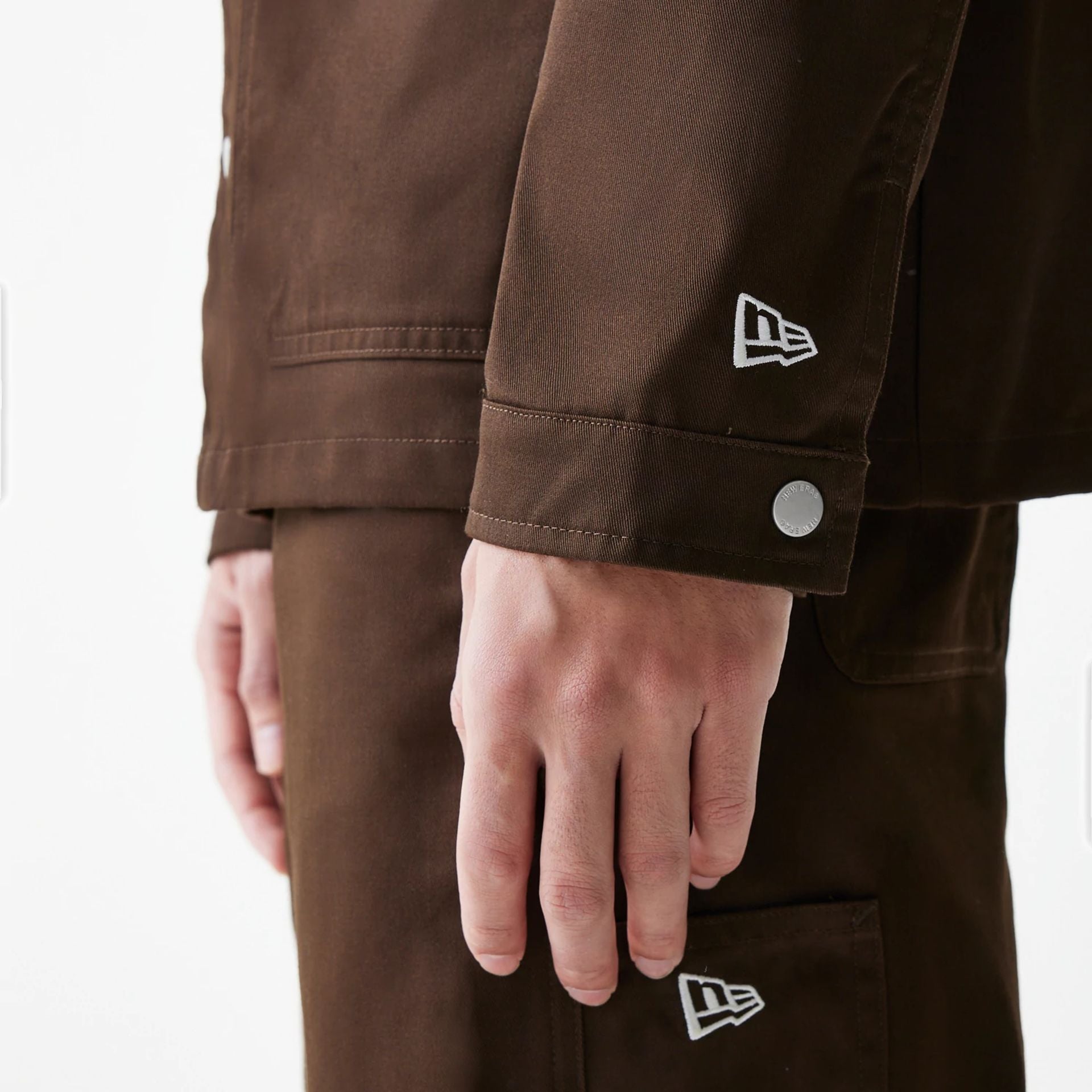 A flatlay image of a New Era Basic Dark Brown Heavy Duty Jacket 6