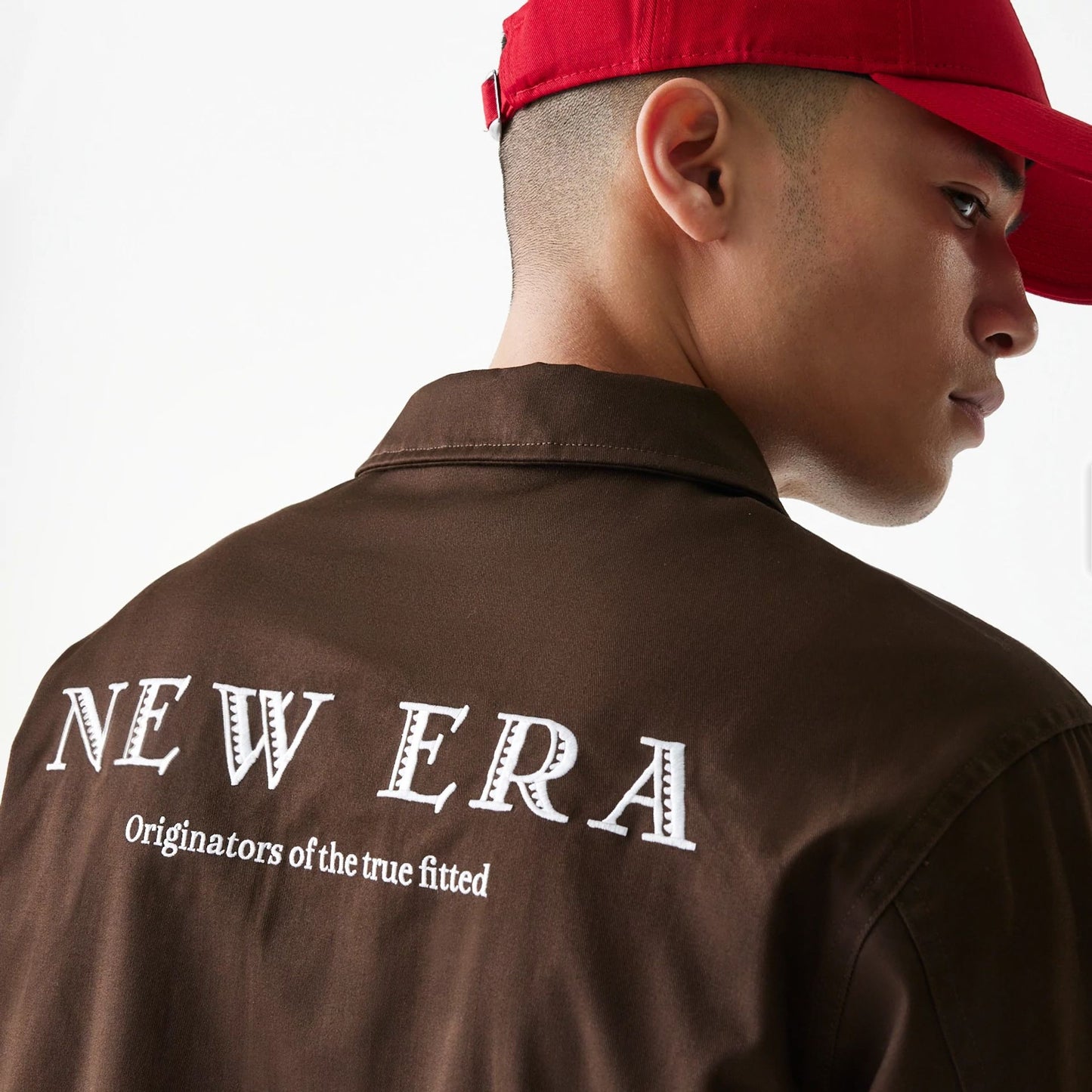 A flatlay image of a New Era Basic Dark Brown Heavy Duty Jacket 4