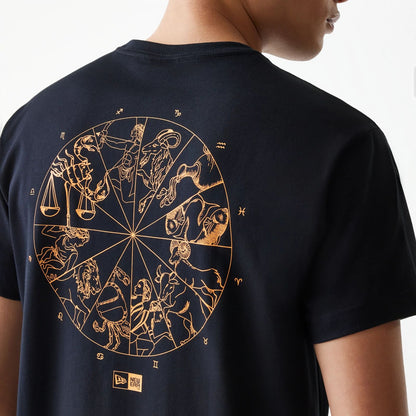 The Male model is wearing New Era Horoscope Black T-Shirt 7