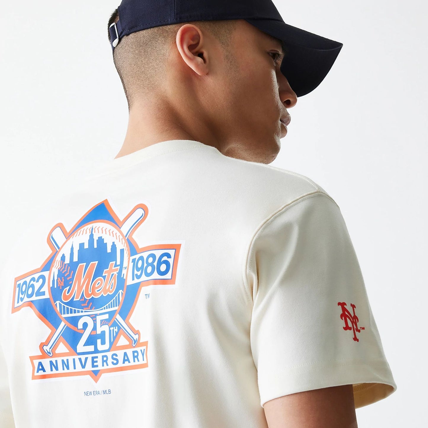 The Male model is wearing New York Mets MLB Mascots Cream T-Shirt 7