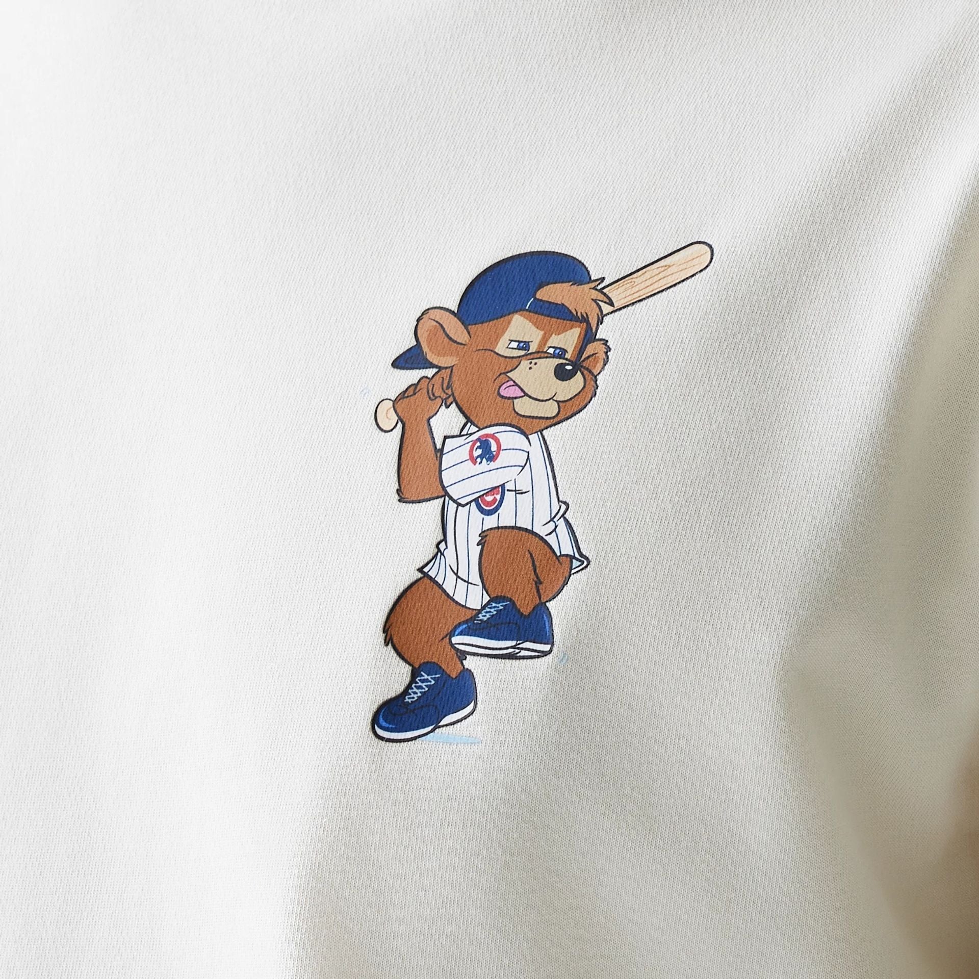 The Male model is wearing Chicago Cubs MLB Mascots Cream T-Shirt 3