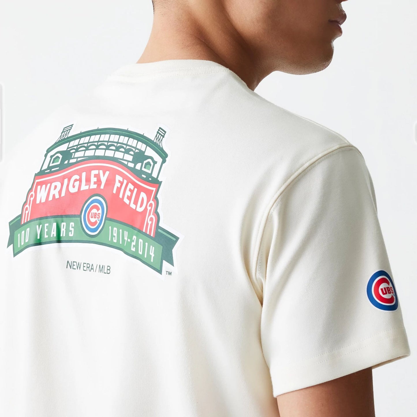 The Male model is wearing Chicago Cubs MLB Mascots Cream T-Shirt 6