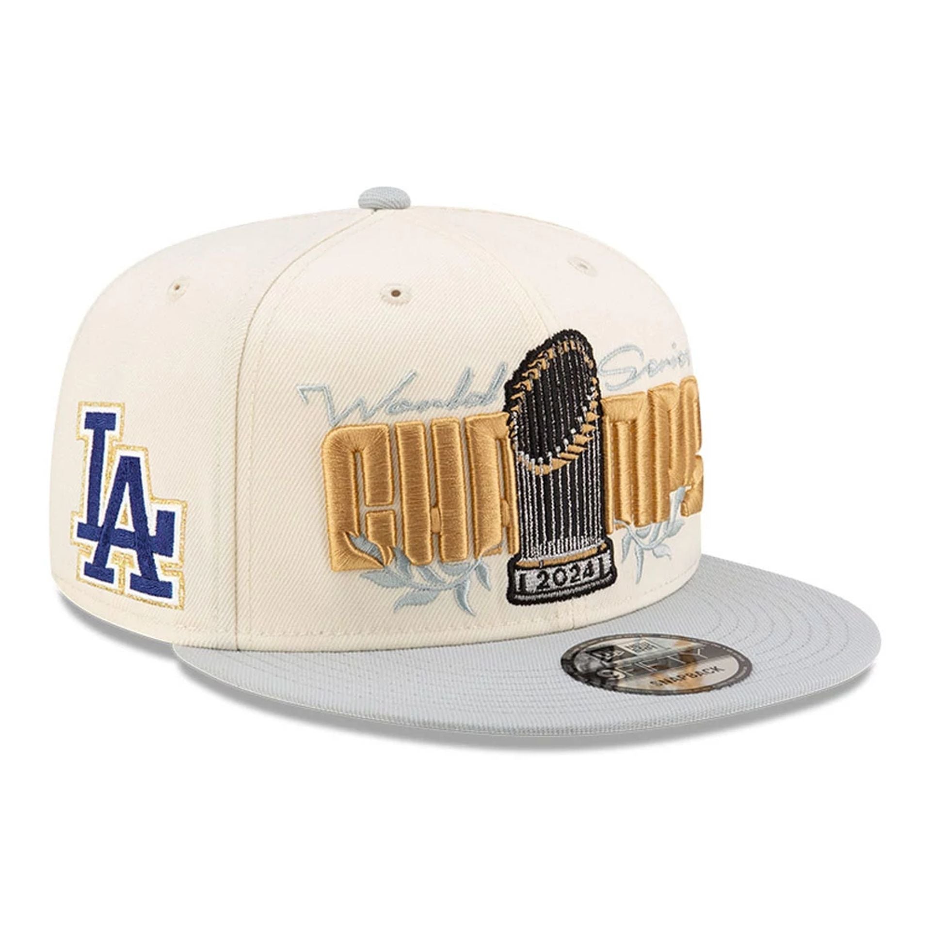 This is a LA Dodgers MLB Parade 2024 White 9FIFTY Snapback Cap 1