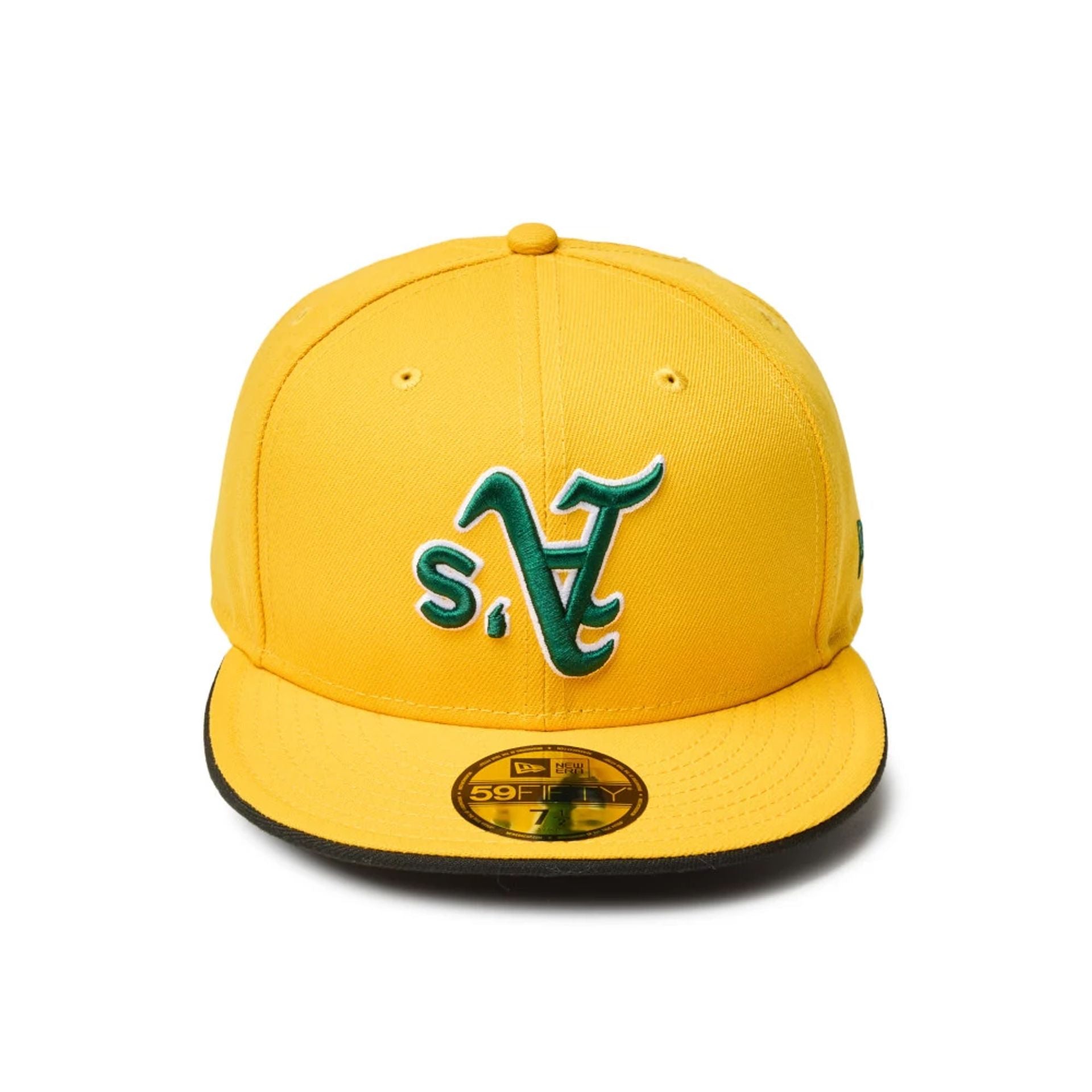 This is a Oakland Athletics MLB Upside Down Yellow 59FIFTY Fitted Cap 2